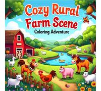 Cozy Rural Farm Scene Coloring Adventure: 50 Coloring Pages of Farm Animals & Farm Scenes - Easy and Fun Farm Scenes for Kids Ages 5+, Who Love Animals and Nature