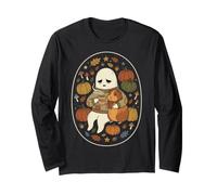 Cozy Sad Ghost Cochon d'Inde Automne Halloween Amoureux de café Manche Longue