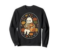 Cozy Sad Ghost Cochon d'Inde Automne Halloween Amoureux de café Sweatshirt