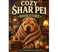 Cozy Shar Pei Bookstore: A Bold & Easy Cozy Coloring Book for Adults Featuring Rainy Bookshop Scenes, Cute Dogs, Hygge Vibes & Relaxing Stress Relief Pages