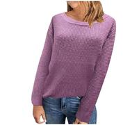 Cozy Sweaters for Women Crew Neck Long Sleeve Knitted Comfy Breathable Solid Color Fashion Fall Outdoor Warm Outfits