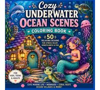 Cozy Underwater Ocean Scenes Coloring Book: Cute Ocean Animals, Cozy Underwater Adventures, Coral Villages, Whales, Dolphins, Turtles, Fish & Magical Sea Life Coloring Book for Kids, Teens & Adults