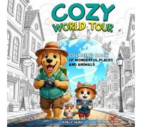 COZY WORLD TOUR: Coloring Book for Adults and Teens A Relaxing Coloring Journey Featuring Cute Regional Animals Exploring Famous Landmarks Around the World