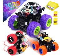 CozyBomB Lot de 3 jouets Monster Trucks alimentés par friction pour garçons, véhicules Push and Go, camion confiture, voitures à inertie, cadeau d'anniversaire pour garçon à partir de 3 ans