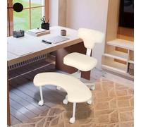 COZYDEN Siège de Bureau pour Adultes TDAH, Chaise de Méditation avec Tabouret Pivant 360°, Siège en Position Tailleur Réglable en Hauteur et Soutien Lombaire, Base Acier et roulettes (Blanc)