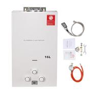 Cozyel Chauffe-eau au gaz Propane gpl 16L 32KW, avec Modes Hiver et Été, Chauffe Eau Instantané sans réservoir avec Kit de douche, brûleur de chaudière pour Camping, RV, Maison, ExtéRieur (Blanc)