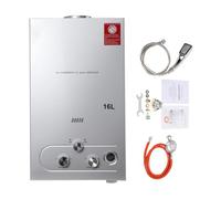 Cozyel Chauffe-eau au gaz Propane gpl 16L 32KW, avec Modes Hiver et Été, Chauffe Eau Instantané sans réservoir avec Kit de douche, brûleur de chaudière pour Camping, RV, Maison, ExtéRieur, (Argent)