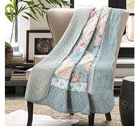 Cozyholy Couvre-lit réversible 100% Coton Patchwork Floral Bleu Vintage Shabby Chic pour canapé