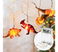 CozyHome Guirlande lumineuse intérieur dinosaure - 12 figurines LED & 3m I Minuterie à piles I Guirlande lumineuse chambre Guirlandes lumineuses interieur Guirlande photo Fairy lights enfant girlande