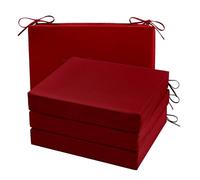 Cozyide Lot de 4 Coussins de Chaise d'extérieur imperméables avec Sangles réglables - Coussins de Chaise d'angle carrés pour Chaise de Patio et de Patio - Bordeaux - 46 x 40 x 7,6 cm