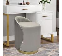 Cozykimo Tabouret de coiffeuse pivotant à 360° avec dossier, tabouret de maquillage en cuir nappa, repose-pieds rembourré pour fauteuil, design moderne, pied en métal, pour salon et chambre à coucher