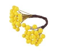 Cozylkx 25 Pièces Tiges De Baies Artificielles Baies De Houx De Noël 6mm Fausses Baies pour Arrangement Floral Décorations d'arbre Couronne Artisanat,Jaune