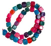 Cozylkx 48 Pièces De Perles Cubiques De 8mm, Perles en Pierre Naturelle, Perles Carrées Semi-Pierres Précieuses en Vrac, Perles D'espacement pour Collier De Bracelet à Faire Soi-Même