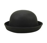 Cozylkx Chapeaux De Derby Ronds pour Enfants, Filles Et Garçons, Chapeau Seau Panama à Bord Retroussé, Feutre De Laine, Chapeaux Melon Ronds élégants, Tour De Tête 54cm