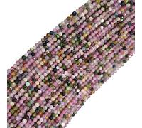 Cozylkx Faceted Gemstones Beads 185pcs 2mm Natural Multicolor Tourmaline Stone Beads Loose Beads for Bracelet Jewelry Making