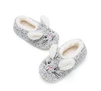 Cozylook Chaussons de maison en forme d'animal mignon - Chaussettes chaudes et pelucheuses antidérapantes avec motifs de visage amusants, cadeaux de Noël amusants et uniques, Lapin gris, 9-10