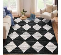 COZYLOOM Grand Tapis Moderne de 22,9 x 30,5 cm, Lavable avec Envers antidérapant, Housse de Sol Douce, résistante aux Taches, Contemporain pour Salle à Manger, Chambre à Coucher, Noir