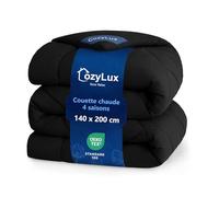 CozyLux Couette 140x200 cm pour Lit 1 Personne, Édredon 300g/m² pour 4 Saisons, avec 4 Boucles D’Angle, Couverture en Microfibre pour Hiver et Automne, Chaud, Lavable en Machine, 140 x 200, Noir
