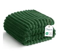 CozyLux Plaid Couverture Polaire 130x150 cm Vert | OEKO-TEX 100, jeté de canapé en Flanelle Côtelée 300 g/m², Cadeau d'anniversaire pour maman elle, déco chaude cocooning