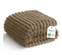 CozyLux Plaid Couverture Polaire 150x200 cm Camel | OEKO-TEX 100, jeté de canapé en Flanelle Côtelée 300 g/m², Cadeau d'anniversaire pour maman elle, déco chaude cocooning