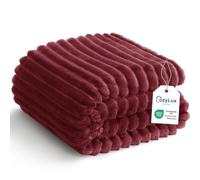 CozyLux Plaid Couverture Polaire 150x200 cm Rouge | OEKO-TEX 100, jeté de canapé en Flanelle Côtelée 300 g/m², Cadeau d'anniversaire pour maman elle, déco chaude cocooning