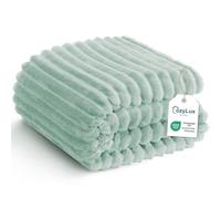 CozyLux Plaid Couverture Polaire 150x200 cm Vert Sauge | OEKO-TEX 100, jeté de canapé en Flanelle Côtelée 300 g/m², Cadeau d'anniversaire pour maman elle, déco chaude cocooning