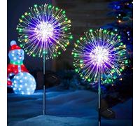 Cozymeow Lampe Solarire Exterieur Jardin, 2 Pièces 150 LED Feu d'artifice Solaire, IP65 Étanche 8 Modes Feu d Artifice Exterieur Solaires pour Jardin Patio Terrasse Chemins Décoration - Multicolore