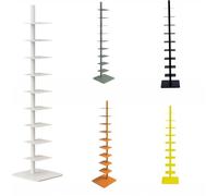 Cozyneed Bibliothèque Rotative 360° à 9 Niveaux Compacte avec Bureau d'angle Multifonction et Rangement Intégré,Idéale pour Salon, Économiseur d'Espace Facile à Assembler (Blanch)