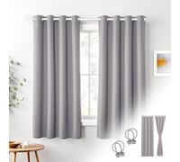 Cozyor Lot de 2 Rideaux Opaques + 2 embrasses avec Aimant - Rideau Thermique Contre Le Froid - 100% occultant - Gris Clair Moonlight - avec œillets - pour Chambre à Coucher, Salon, Chambre d'enfant -