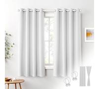 Cozyor Lot de 2 Rideaux Opaques + 2 embrasses avec Aimant - Rideau Thermique Contre Le Froid - 100% occultant - Blanc Purity - avec œillets - pour Chambre à Coucher, Salon, Chambre d'enfant - 160 x