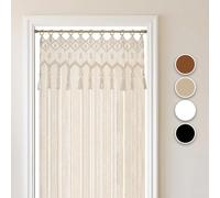 Cozyor Rideau de Porte en macramé - Style bohème - 132 x 200 cm - Séparateur de pièce - Tenture Murale et décoration - Beige - pour Arches de Mariage, Salon, Balcon - Fabriqué à la Main