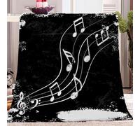 CozyRest Couverture Plaid 130x150 cm, Notes de Musique Blanches ThèMe Musical Motif Couverture Polaire Flanelle Moelleuse Chaudes Légères Couvertures pour Voyager, Lit ou Canapé et Cadeau de Noël