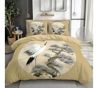 CozyRest Housse de Couette 180 x 200 cm avec 2 Taies d'oreiller 65x65 cm - Design Culture Japonaise - Parure de lit Adulte Enfant Moderne Impression - Housse Couette Set avec Fermetures éclair, Jaune