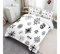 CozyRest Housse de Couette Boussole Imprimé 90x190 cm Parure de Lit Symboles Vikings pour Garçons Filles Ados, Parure Décorer Housse de Couette Soft + 1 taie d'oreiller 65x65