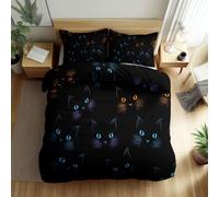 CozyRest Housse de Couette Noir 280 x 240 cm Couleurs néon Chats Parure de lit 2 Personne en Respirante avec Fermeture Éclair Réversible Sets de Housse Couette avec 2 Taie d'oreiller 65 x 65