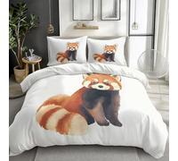 CozyRest Housse de Couette Panda Roux à l'aquarelle Motif 2 pièces Parure de lit 1 Personne Enfant Ultra Doux Polycoton Housse de Couette Réversible, avec Fermeture Éclair (90 x 190 cm)