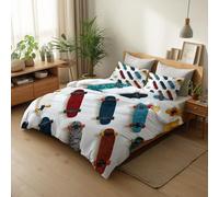 CozyRest Housse de Couette Skateboard coloré 2 pièces Parure de lit 1 Personne Enfant Ultra Doux Respirable Housse de Duvet Réversible, avec Fermeture Éclair (90 x 190 cm)
