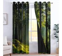 CozyRest Lot De 2 100% Rideau Occultant Lumière du Soleil dans la forêt Paysage Naturel Isolant Thermique 3D Impression Décoration Salon Rideau Coupure électrique pour Chambre Enfant 110L X 215H cm