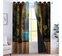 CozyRest Lot de 2 Coupe-Vent en Polyester avec Oeillets - 183 X 214 cm Cascade forestière tridimensionnelle réaliste, Rideaux Occultants 100% Durable - Rideau pour Salon Bedroom Décoration