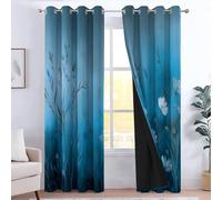 CozyRest Lot de 2 Coupe-Vent en Polyester avec Oeillets - 220 X 215 cm Prairie de Fleurs Sauvages Aquarelle éthérée, Rideaux Occultants 100% Durable - Rideau pour Salon Bedroom Décoration