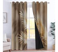CozyRest Lot de 2 Coupe-Vent en Polyester avec Oeillets - 234 X 230 cm Feuilles de Palmier Beiges Style bohème, Rideaux Occultants 100% Durable Thème Rural - Rideau pour Salon Bedroom Décoration