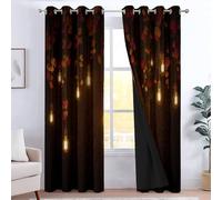 CozyRest Lot de 2 Coupe-Vent en Polyester avec Oeillets - 280 X 245 cm Lettres Lumineuses Fond Marron foncé, Rideaux Occultants 100% Durable - Rideau pour Salon Bedroom Décoration