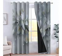 CozyRest Lot de 2 Coupe-Vent en Polyester avec Oeillets - 280 X 260 cm Feuilles Blanches argentées, Rideaux Occultants 100% Durable - Rideau pour Salon Bedroom Décoration