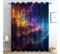 CozyRest Lot de 2 Rideaux Isolants Thermiques en Polyester avec Oeillets - 220 x 215cm Univers Espace Nébuleuse Étoiles - Rideaux Occultants 100% Polyester - Rideau pour Salon - Décoration Bedroom