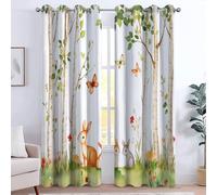 CozyRest Lot de 2 Rideaux Occultants, Moderne a Oeillets Isolant Thermique Protection UV, Rideaux Animaux des Bois à l'aquarelle Style Jungle Rideau Coupure électrique, Chambre d'enfants 117 x 230 cm