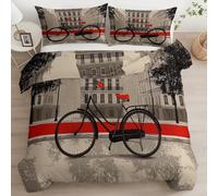 CozyRest Paris Romantique rétro Housse de Couette 280 x 240 cm Moderne Parure de Lit Hommes Femmes Enfants Shabby Chic Parure de Lit décoration de Chambre Ensemble de Literie Percale 3 pièces