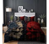 CozyRest Parure de lit Couette pour Enfants- Gothique Crâne Couette sans Housse 220x240 cm - 4 Saisons Reversible Fantaisie Sombre, Doux Confortable Couette pour Allergiques