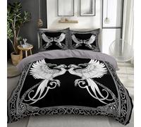 CozyRest Parure de Lit Réversible avec Motif à Oiseau Celtique Tarot Housse de Couette 180 x 200 cm 2 Personnes et 2 x Taies d'oreiller 65x65 cm Adulte Enfant Gris Housse de Couette Set