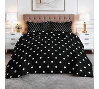 CozyRest Parure de Lit Set Couette 240x260 cm avec 2 Taies d'oreiller 65x65 cm, Motif Polka Dot Minimaliste, Couette en Polyester Coton Hypoallergénique Adulte Enfant-3PC Linge de Lit