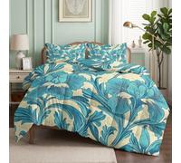 CozyRest Parure de Lit Set Style Britannique Vintage Couette 220x240 cm avec 2 Taies d'oreiller 65x65 cm, Motif Victorien Iris, Couette en Polyester Coton Hypoallergénique Adulte Enfant